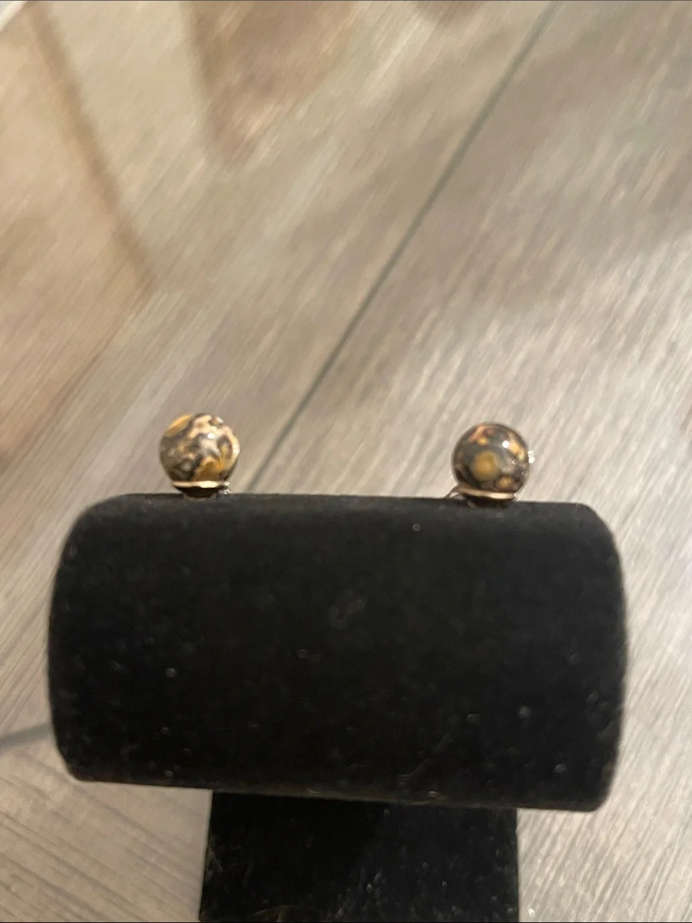 Vintage Leopard Skin Jasper Oval Dangle Drop Earrings Ball/Post Convertible